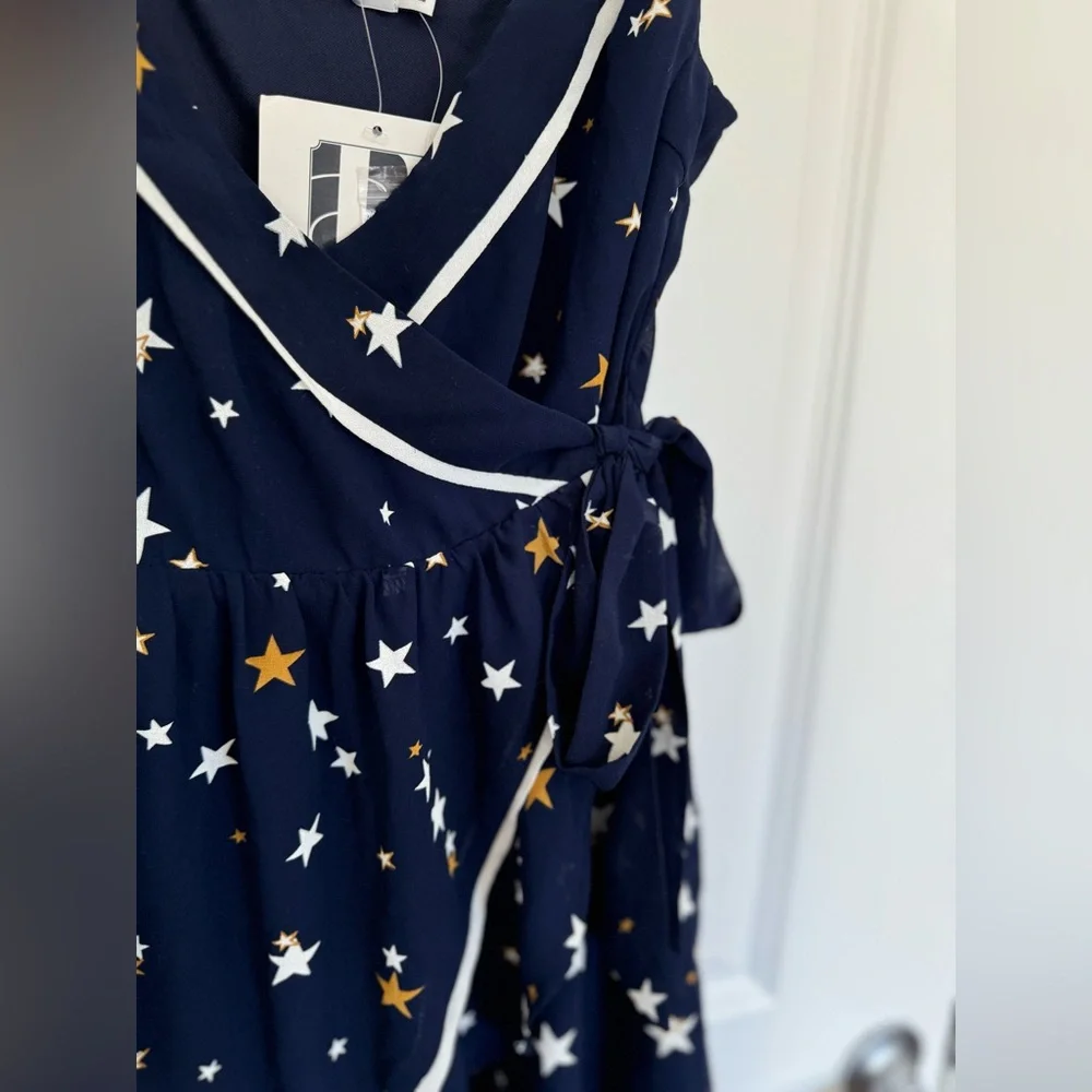 NEW LUSH navy with stars dress size Small magic Halloween witch wrap dress - Picture 4 of 8